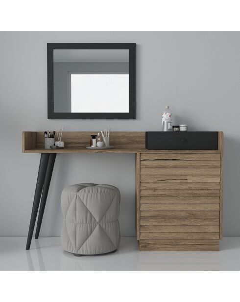 Coiffeuse/Bureau FRN bois/noir/noyer - 142x85x43 cm