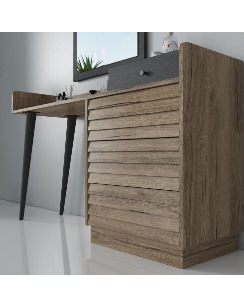 Coiffeuse/Bureau FRN bois/noir/noyer - 142x85x43 cm