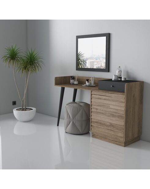 Coiffeuse/Bureau FRN bois/noir/noyer - 142x85x43 cm