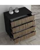 Commode FRN bois/noir/pin - 80x82x44 cm
