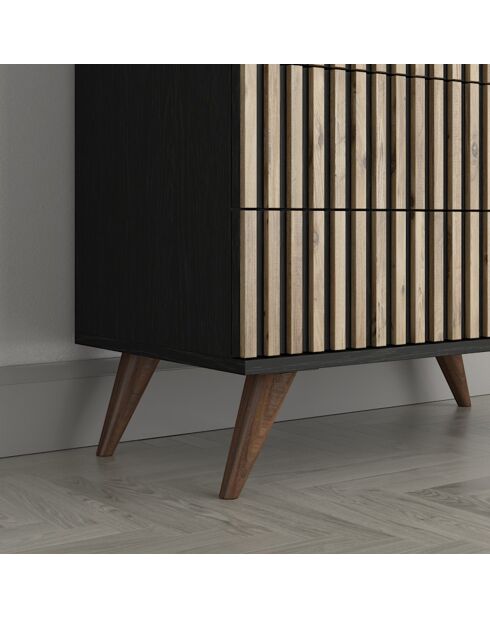 Commode FRN bois/noir/pin - 80x82x44 cm