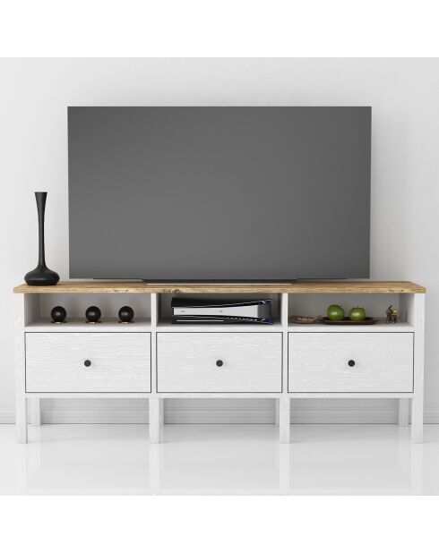 Meuble TV FRN bois/blanc - 150x57x35 cm