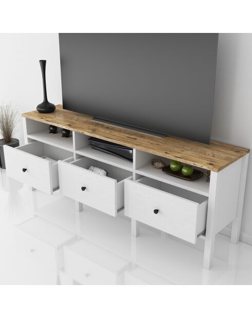 Meuble TV FRN bois/blanc - 150x57x35 cm