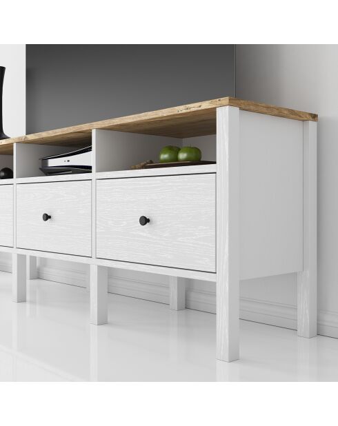 Meuble TV FRN bois/blanc - 150x57x35 cm