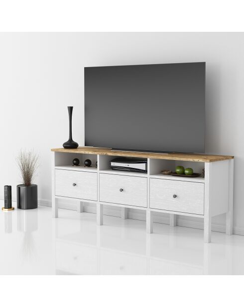 Meuble TV FRN bois/blanc - 150x57x35 cm