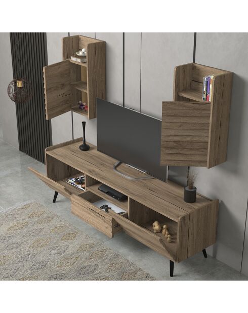 Meuble TV FRN noyer - 180x55x40 cm