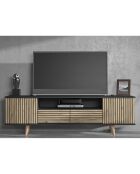 Meuble TV FRN bois/noir/pin - 180x55x35 cm