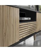 Meuble TV FRN bois/noir/pin - 180x55x35 cm