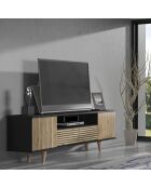 Meuble TV FRN bois/noir/pin - 180x55x35 cm