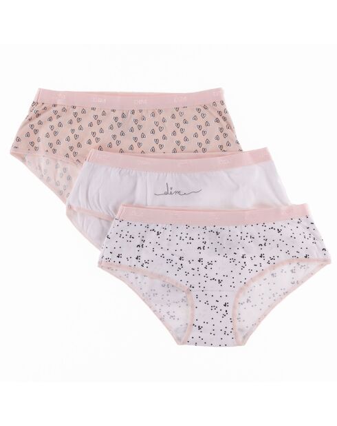 3 Shorties Les Pockets rose/blanc