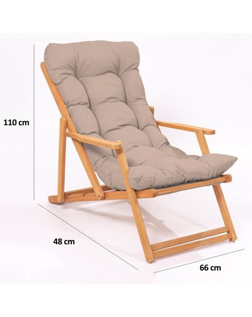 Chaise longue My008 marron/naturel - 66x110x48 cm