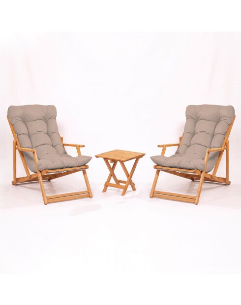 Salon de jardin 2 places My007 marron/naturel