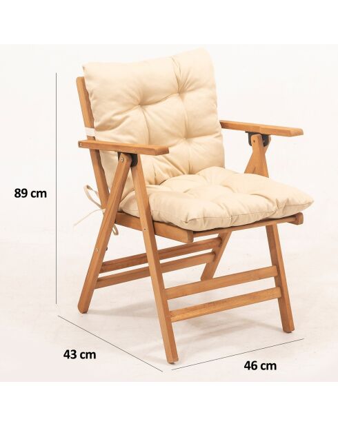 Fauteuil My027 naturel/crème - 46x89x 43 cm
