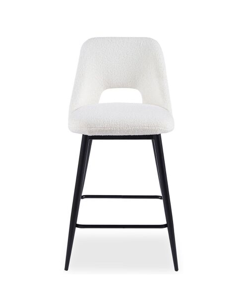 2 Barstühle Ecuador Bouclette aus Metall und Creme - 44x54x92,5 cm