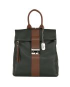 Sac à dos en Cuir Azalea vert/cognac - 30x31x11 cm
