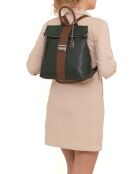 Sac à dos en Cuir Azalea vert/cognac - 30x31x11 cm