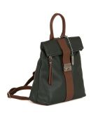 Sac à dos en Cuir Azalea vert/cognac - 30x31x11 cm