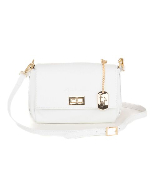 Matalia weiße Schultertasche aus Leder - 22x17x9 cm