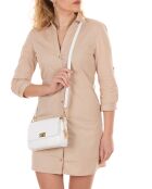 Bandolera Matalia de piel blanca - 22x17x9 cm