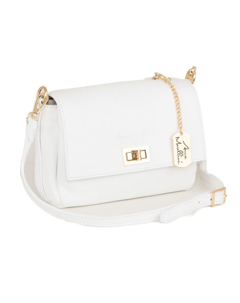 Matalia weiße Schultertasche aus Leder - 22x17x9 cm