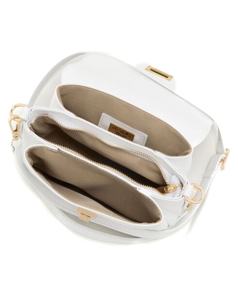 Matalia weiße Schultertasche aus Leder - 22x17x9 cm