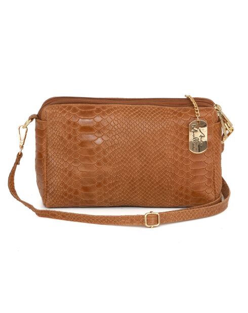 Bandolera Luigina de piel coñac - 25x16x7 cm