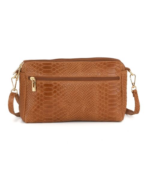 Bandolera Luigina de piel coñac - 25x16x7 cm