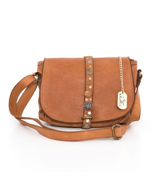 Bandolera Luigia de piel coñac - 23x19x9 cm