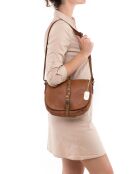 Bandolera Luigia de piel coñac - 23x19x9 cm