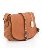 Bandolera Luigia de piel coñac - 23x19x9 cm