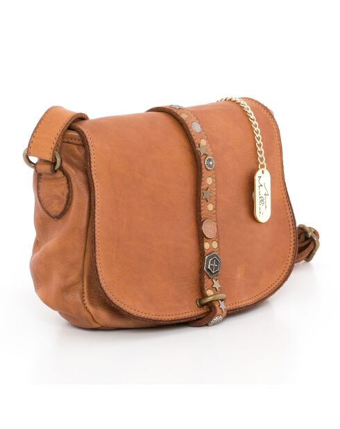 Bandolera Luigia de piel coñac - 23x19x9 cm