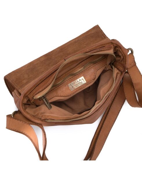 Bandolera Luigia de piel coñac - 23x19x9 cm