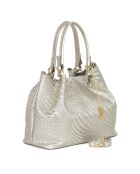 Schultertasche Eloisa aus Platinleder - 38x28x16 cm