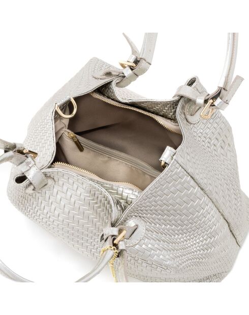 Eloisa platina leren schoudertas - 38x28x16 cm