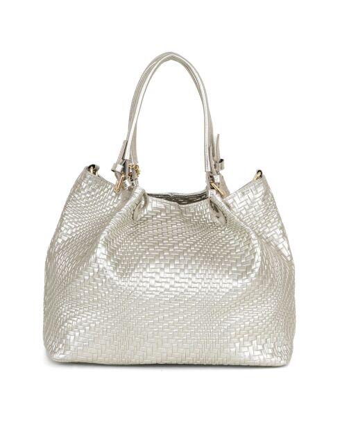 Eloisa platina leren schoudertas - 38x28x16 cm