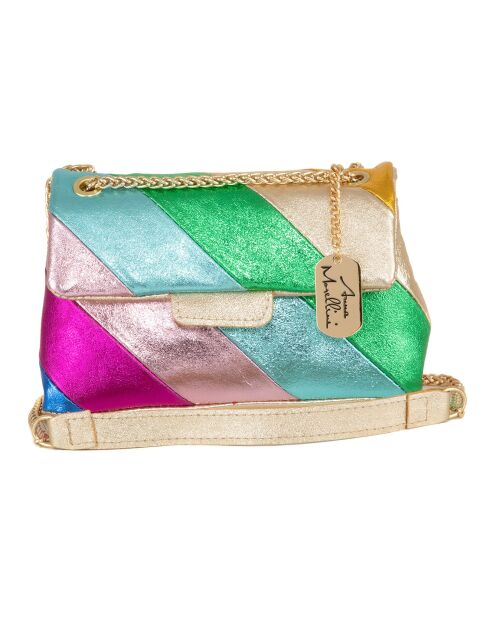Borsa a tracolla Bettina in pelle multicolore - 22x19x8 cm