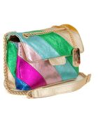 Borsa a tracolla Bettina in pelle multicolore - 22x19x8 cm