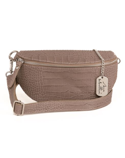 Taupe Azzurra leren heuptasje - 21x13x6 cm