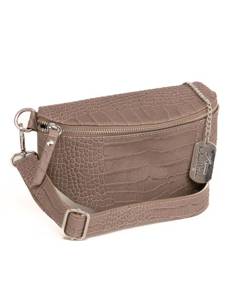 Taupe Azzurra leren heuptasje - 21x13x6 cm