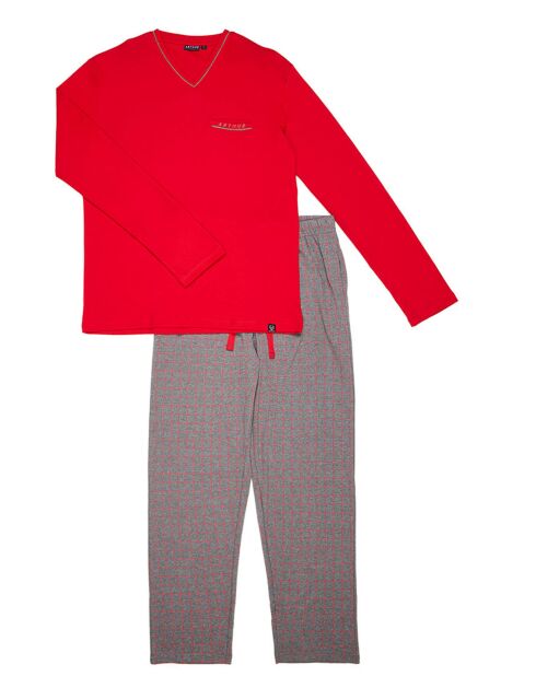 Pyjama en Coton Bio rouge/gris