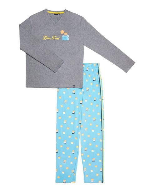 Pyjama en Coton Bio atlantic gris/bleu