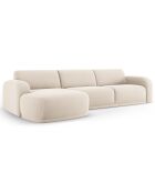 Canapé D'Angle Gauche Velours Erin 4 Places beige - 295x168x79 cm