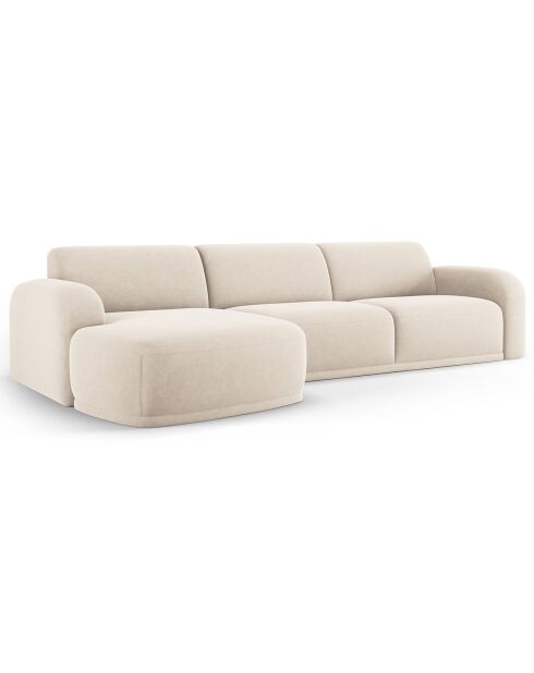 Canapé D'Angle Gauche Velours Erin 4 Places beige - 295x168x79 cm