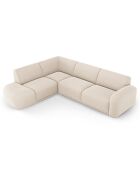 Canapé Grand Angle Gauche Velours Erin 4 Places beige - 295x268x79 cm