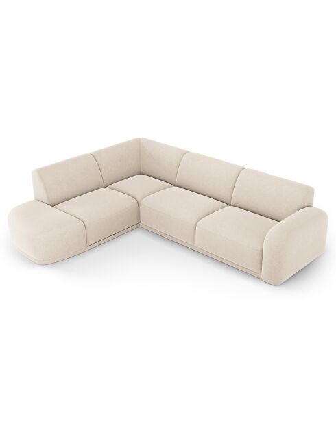 Canapé Grand Angle Gauche Velours Erin 4 Places beige - 295x268x79 cm