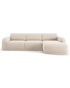 Canapé D'Angle Droit Velours Erin 4 Places beige - 295x168x79 cm