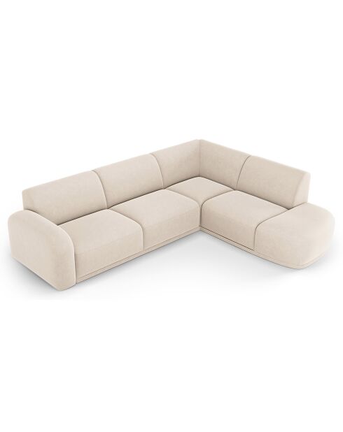 Canapé Grand Angle Droit Velours Erin 4 Places beige - 295x268x79 cm