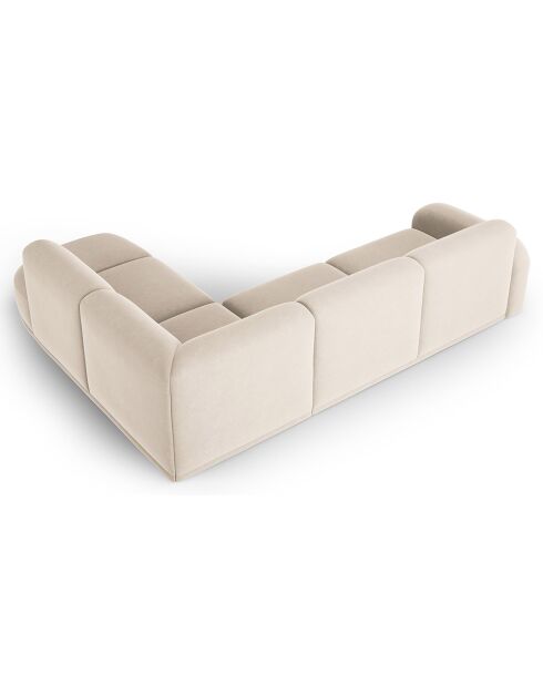 Canapé Grand Angle Droit Velours Erin 4 Places beige - 295x268x79 cm