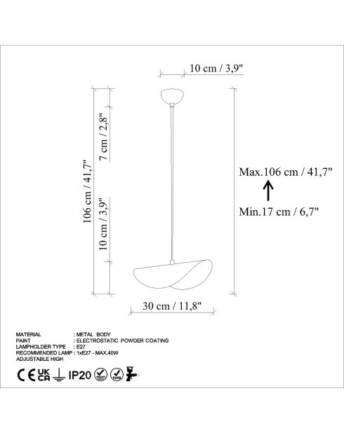 Suspension Eger antiquation - 30x20x10 cm
