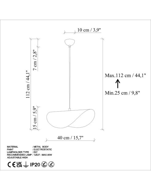Suspension Vatoz verte - 40x25x15 cm
